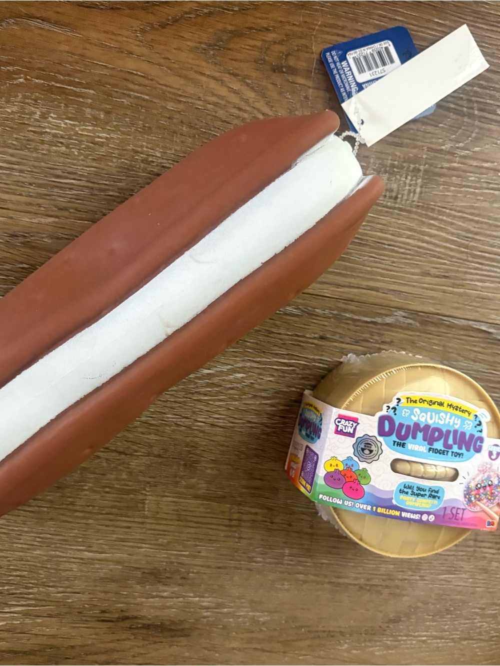 Squishy Hot Dog Bun Stress Toy - Brown & White